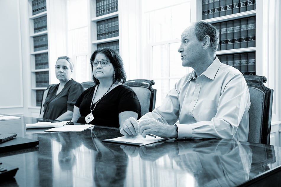 Board meeting in black and white