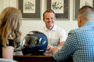 Motorcyclists talks with attorney